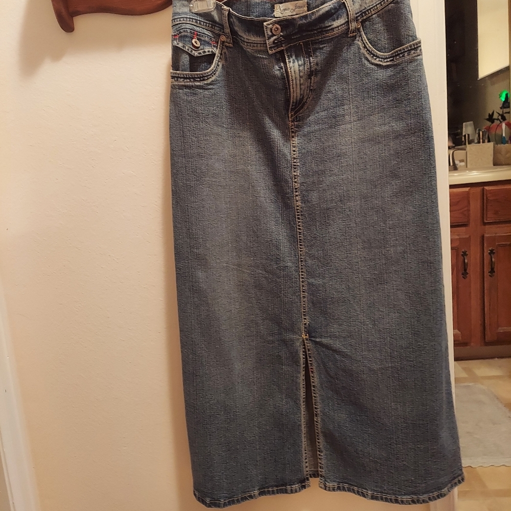 Denim midi skirt
